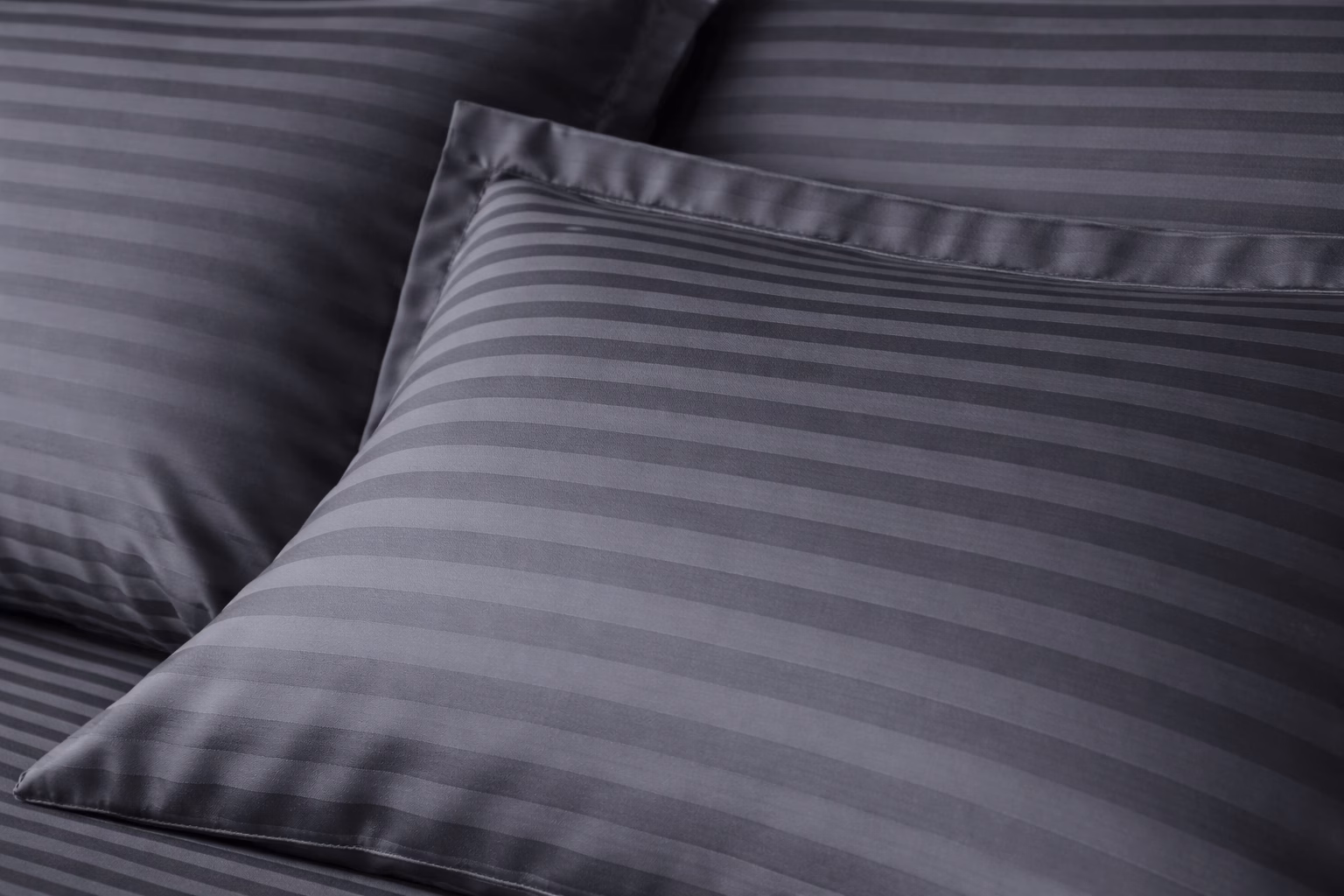 luxury satin stripe charcoal fabric