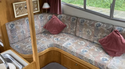 The old fashioned and well worn upholstery